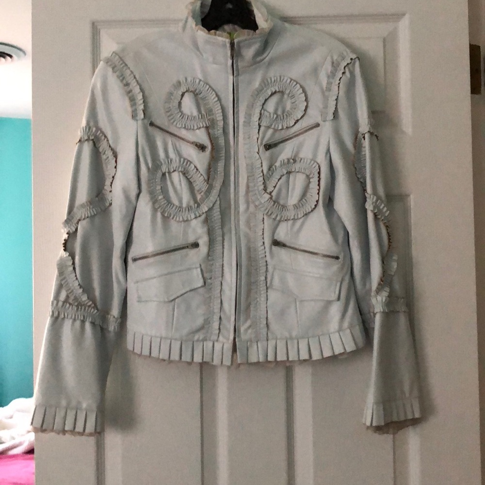 WHITE FAUX LEATHER JACKET , size M